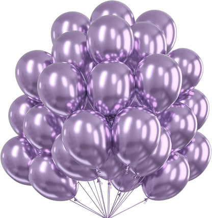 PartyWoo Metallic Purple Balloons - 50pcs 12 Inch Chrome Balloons for Graduation & Birthday Celebrations