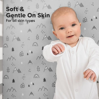 KeaBabies Organic Crib Sheets - 2-Pack Neutral Jersey Cotton Fitted Sheets for Boys & Girls | Soft Woodland Prints 52x28