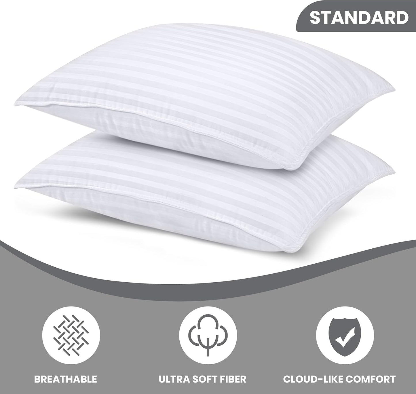Utopia Bedding Bed Pillows - Cooling Down Alternative Set of 2 | Standard Size for All Sleep Positions