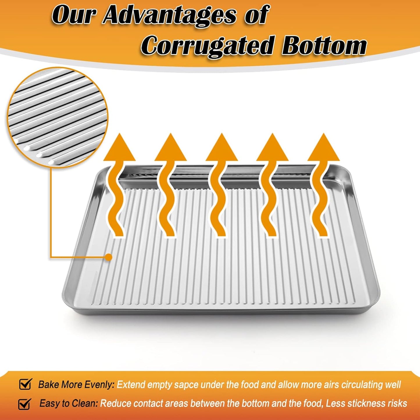 P&P CHEF Stainless Steel Baking Oven Pan - Versatile Sheet Tray with Cooling Rack | 17.5 x 13 x 1 Inch