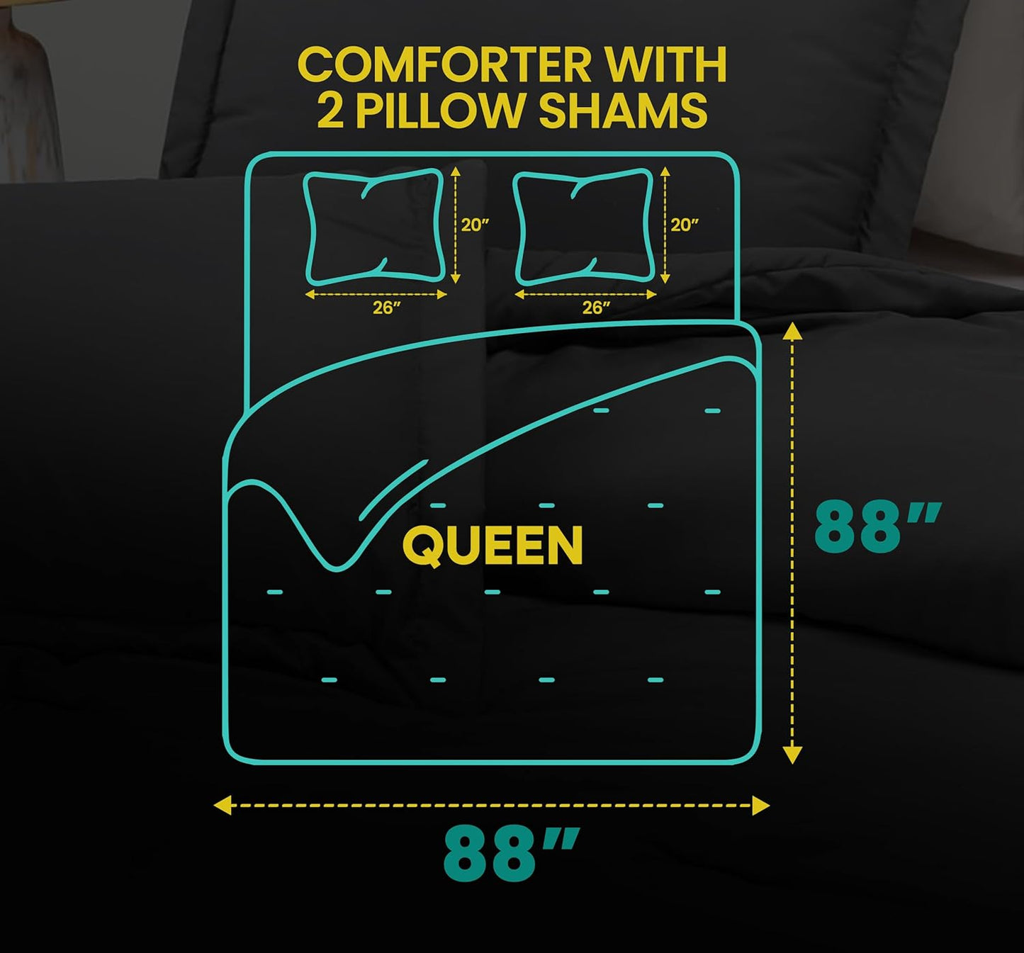 Utopia Bedding Queen Comforter Set - 3 Piece Soft Down Alternative in Grey | 88 x 88 Inches Comforter & 2 Pillow Shams