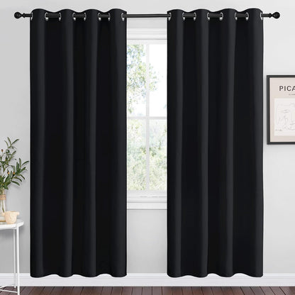 NICETOWN Blackout Curtain Panels - Thermal Insulated Light Reducing Drapes for Living Room | Set of 2, 55" x 78" Black