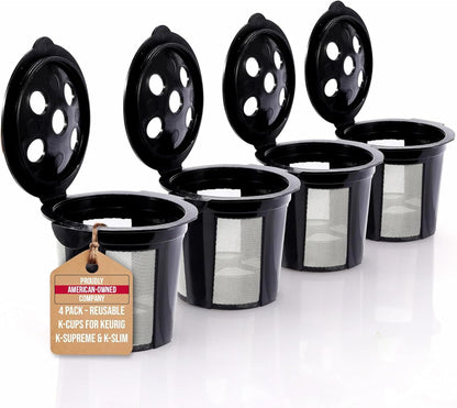 PureHQ Reusable K Cups for Keurig Coffee Makers - MultiStream Refillable Pods - 4 Pack