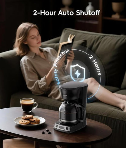 Brezzano DuoSet 12-Cup Drip Coffee Maker - Programmable with Electric Grinder & Washable Filter