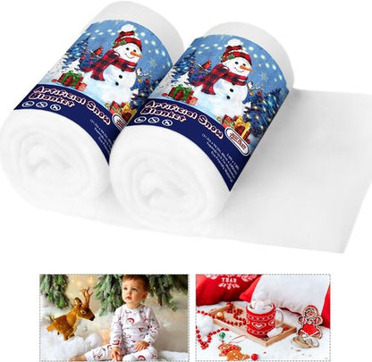 Hatisan 30" x 8 Ft Fake Snow Blanket - Thickened Fluffy Christmas Decor | 2-Piece Artificial Snow Cover