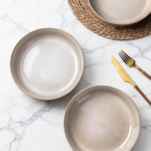 GBHOME Large Ceramic Pasta Bowls Set of 4 - 38oz Stoneware, Microwave Safe, Reactive Glaze - Cappuccino