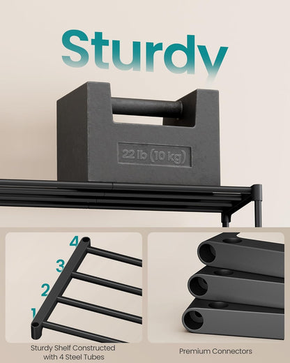 SONGMICS 6-Tier Shoe Rack - Stackable Metal Organizer for 24-30 Pairs | Black, 11.8 x 36.2 x 42.7 Inches
