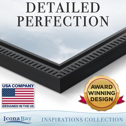 Icona Bay 8x10 Black Picture Frame - Contemporary Design with Detailed Molding | Wall Mount or Table Top