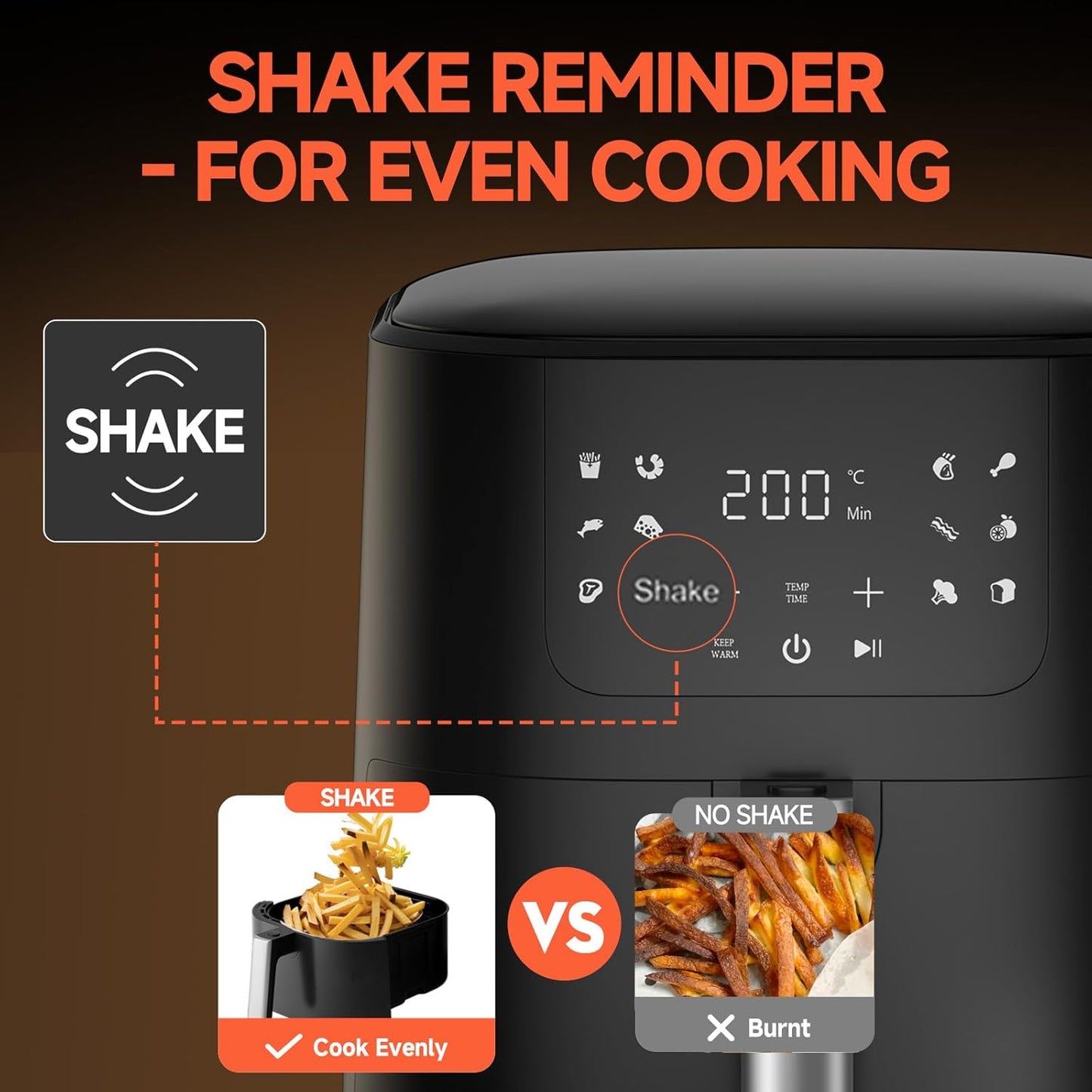QIDO Air Fryer - 5 QT Compact Air Fryer for Quick Meals, Touchscreen Controls & Nonstick Basket - Black