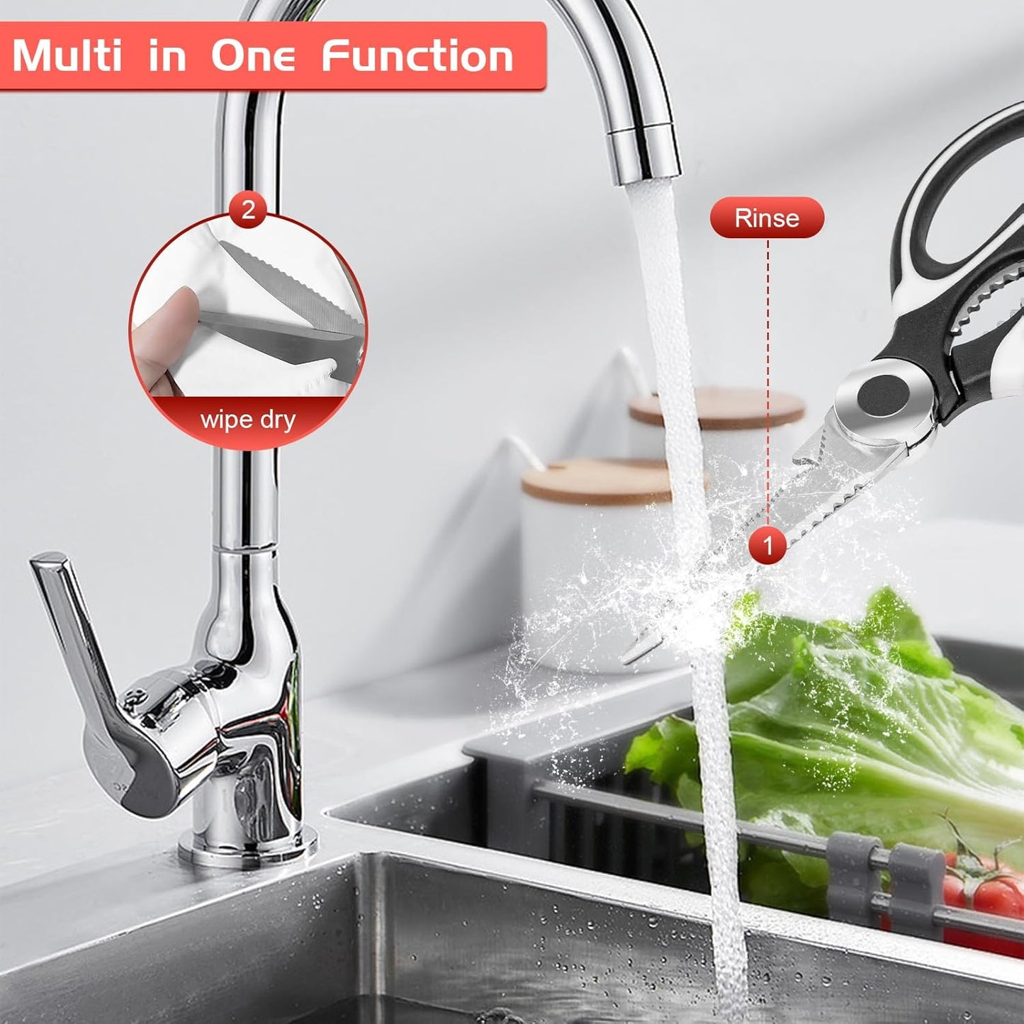 SZHLUX Kitchen Scissors - Heavy Duty Premium Shears for Food, Fish, Meat & Vegetables - 2-Pack