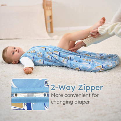 Yoofoss Baby Sleep Sack - 1.5 Tog Wearable Blanket for Infants 0-6 Months | Soft Organic Cotton, 2-Way Zipper