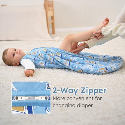 Yoofoss Baby Sleep Sack 12-18 Months, 1.5 Tog Baby Wearable Blanket with 2-Way Zipper, 100% Cotton Organic Fabric Winter Infant Sleeping Sack, Warm Soft Comfy
