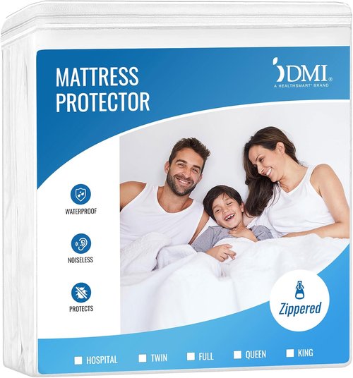 DMI Waterproof Mattress Protector - Soft Encased Zippered Fit for Twin Size Mattresses