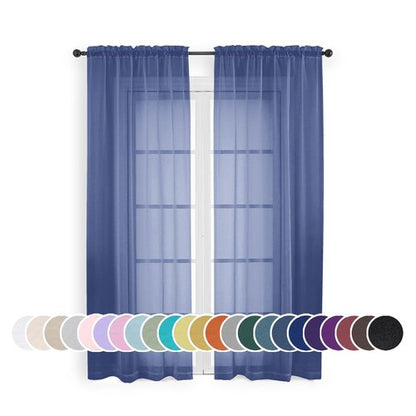 OWENIE Blue Sheer Curtains 72 Inches Long 2 Panels Set, Transparent Light Filtering Sheer Curtain Rod Pocket Clear Drapes for Living Room Bedroom Window Sliding Glass Door, Each 42 x 72 Inch