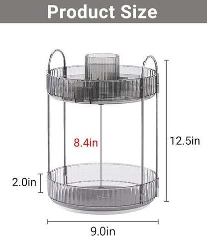 Asayuee 360° Rotating Makeup Organizer - Large Capacity Skincare & Perfume Storage | Grey