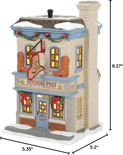 Department 56 Ceramic Snow Village - Lit Hitching Post Building, 8.27 Inch, Multicolor Decor
