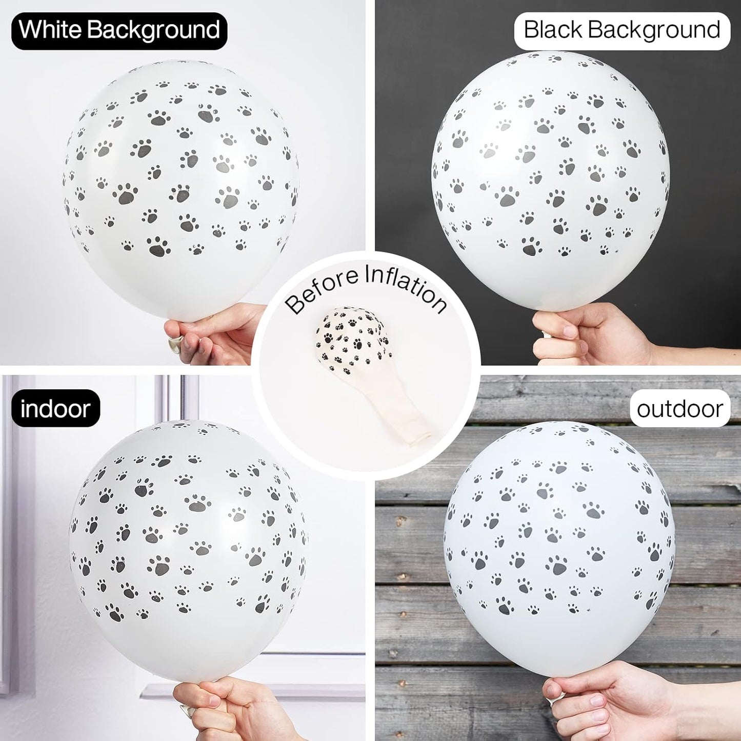 PartyWoo Paw Balloons - 12 Inch Matte White Dog Paw Print Latex Balloons | 50 Pack for Animal-Themed Parties