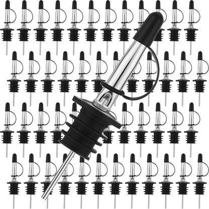 Epakh 120 Pieces Liquor Pour Spout for Bottles Bulk, Stainless Steel Speed Liquor Spout Wine Alcohol Pourers with Siamese Rubber Cap Bar Alcohol Olive Oil Tapered Fits Bottle Mouth 3/4 Inch