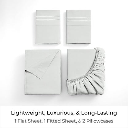 Mellanni California King Sheets Set - 4 PC Iconic Collection Bedding - Hotel Luxury, Extra Soft, Cooling Bed Sheets - Wrinkle, Fade, Stain Resistant (Cal King, Ivory)