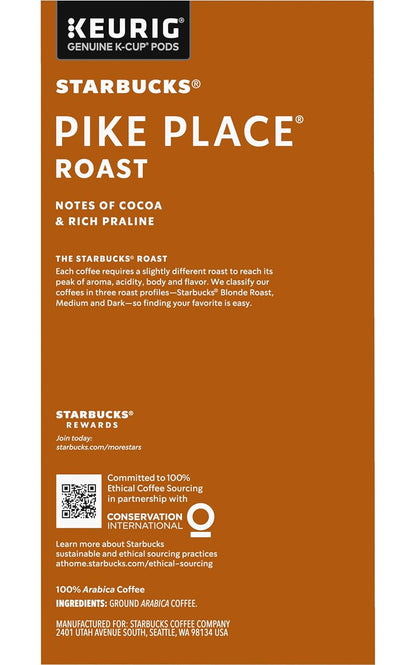 Starbucks K-Cup Pods - Pike Place Roast Medium Coffee - 32 Count (Pack of 4)