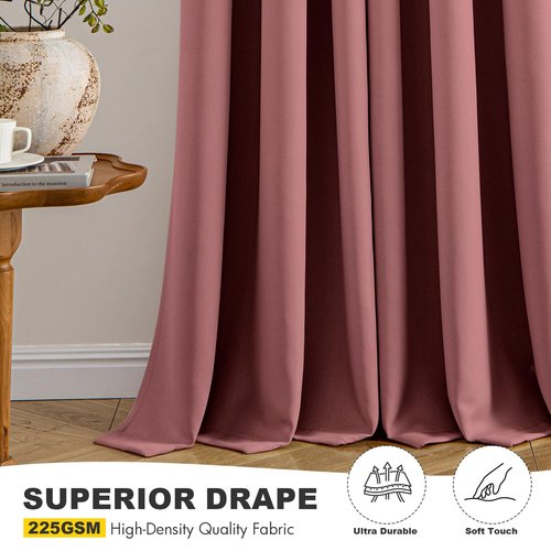 MIULEE Dusty Rose Blackout Curtains for Bedroom Living Room 54 Inches Long 2 Panels, Thermal Insulated Room Darkening Drapes Solid Grommet Noise Reduction Light Blocking Window Treatments 40x54 Inch
