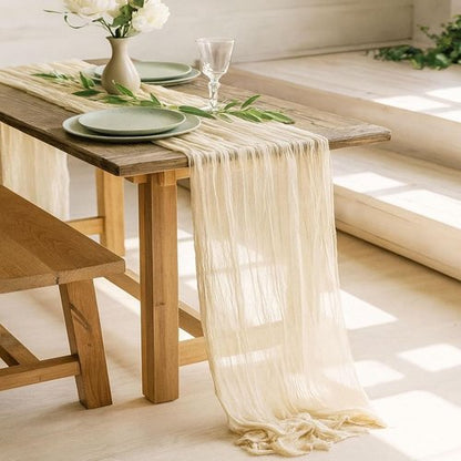 Lvory Cheesecloth Table Runners - 20 Pack 10FT Boho Gauze Fabric for Weddings & Events