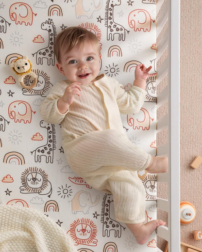 Yoofoss Baby Crib Sheets - Ultra Soft 2-Pack Fitted Sheets for Standard Crib & Toddler Mattress | Neutral Animal Design 52x28