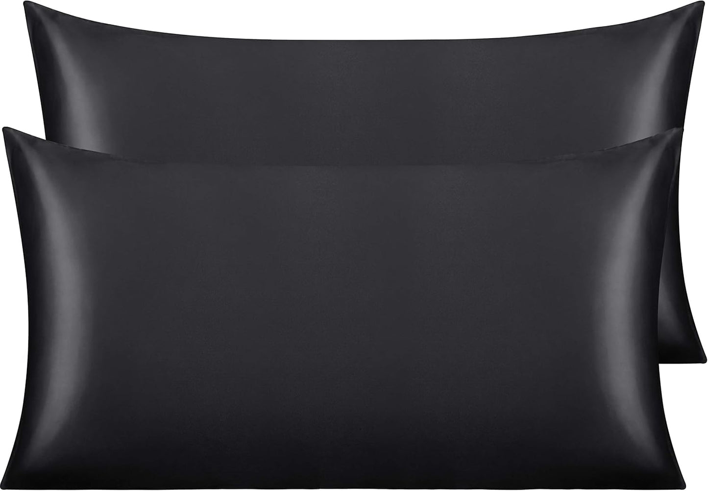 NTBAY Satin King Pillowcases - Luxurious Silky Pillow Cases for Hair & Skin | 20x40 Inches, Black - 2 Pack