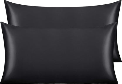 NTBAY Satin King Pillowcases - Luxurious Silky Pillow Cases for Hair & Skin | 20x40 Inches, Black - 2 Pack