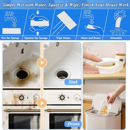 Magic Sponge | 52Pcs All-Purpose White Melamine Eraser Sheets for Easy Cleaning of Furniture & Shoes