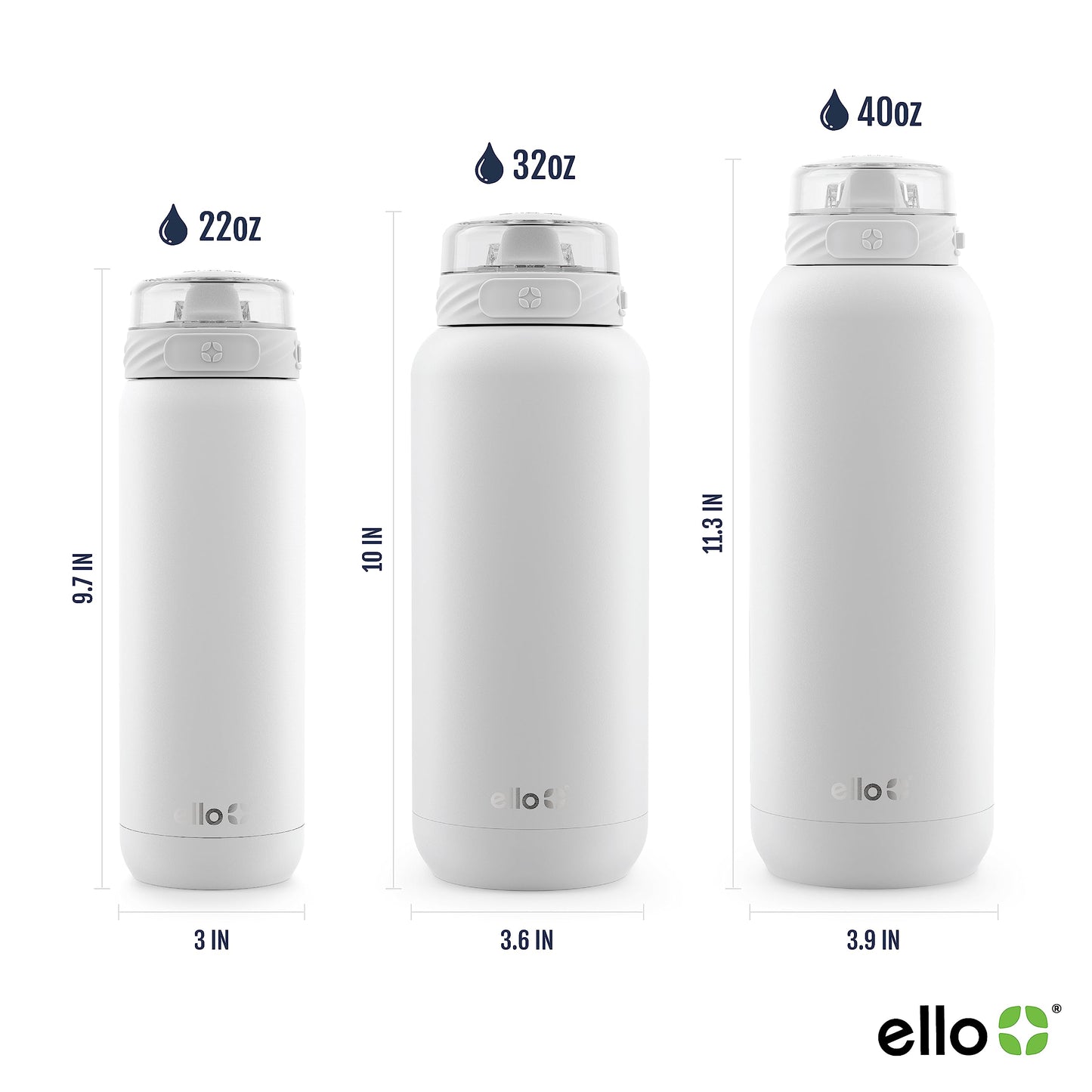 Ello Cooper 22oz Stainless Steel Water Bottle with Straw and Carry Handle, Double Walled and Vacuum Insulated Metal, Leak Proof Locking Lid with Soft Silicone Spout, Reusable, BPA Free, Grey