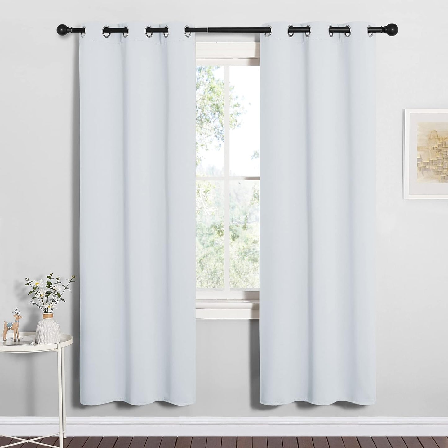 NICETOWN Room Darkening Curtains - Thermal Insulated Grommet Drapes for Bedroom | Greyish White, 2 Panels, 34x72