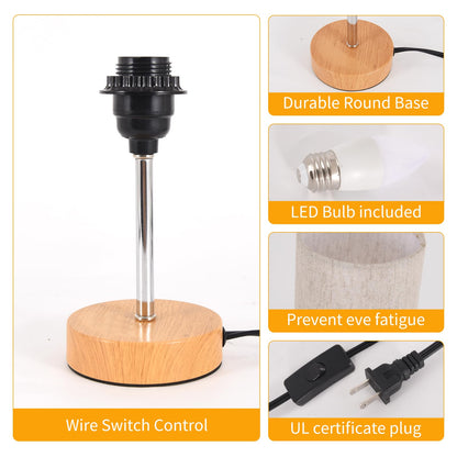 RISLG 2 Pack Small Table Lamps, Bedside Lamps for Nightstand with Wire Switch, Modern Minimalist Desk Lamp with Linen Fabric Shade for Dorm Kids Room Living Room Office Bedroom, Bulb Included