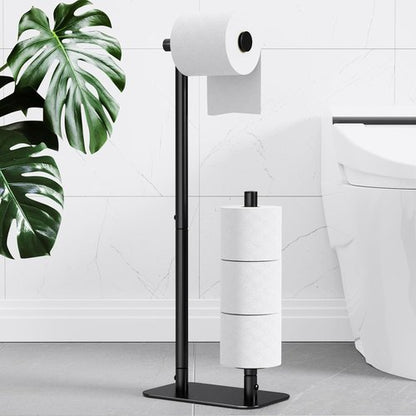Kitsure Toilet Paper Holder - Rustproof Free Standing Design for 4 Rolls | Stable Non-Slip Base, Black