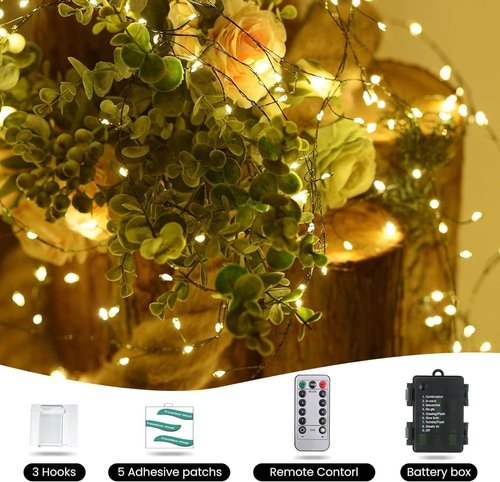 Dailyart 120 LED Starry Fairy Lights - Waterproof Dark Green Copper Wire String Lights for Weddings, Parties & Decor