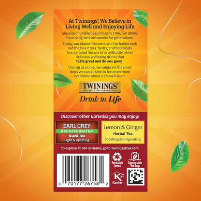 Twinings Decaffeinated Chai Tea Bags - Sweet & Savory Spices, 20 Count (Pack of 6) | Enjoy Hot or Iced