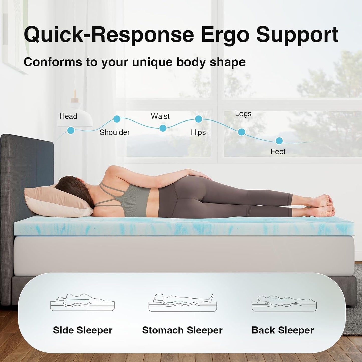 Novilla Memory Foam Mattress Topper - 2 Inch Cooling Gel Infused | CertiPUR Certified Comfort for Queen Size