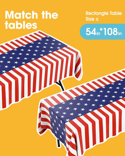 Niuara American Flag Tablecloths - 4 Pack 54" x 108" Disposable Covers for Parties & Holidays