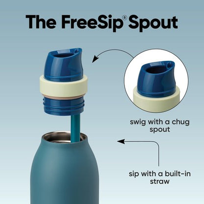 Owala FreeSip Twist Insulated Stainless Steel Water Bottle with Straw for Sports and Travel, BPA-Free, 24-oz, Denim