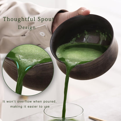 Ochcahser Matcha Whisk Set, Matcha Bowl with Spout and Coaster, Matcha Whisk and Holder, Sifter, Scoop, Spoon, Cleaning Brush - 10 Pcs Complete Ceramic Matcha Kit