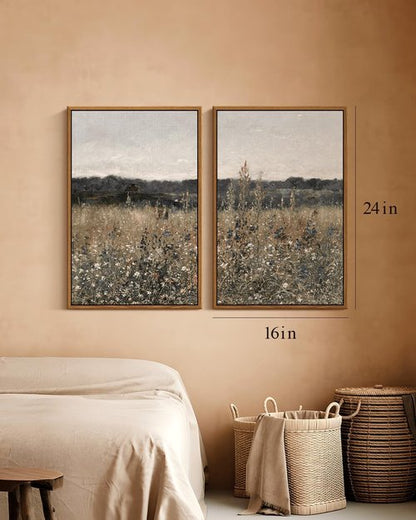 InSimSea Framed Wall Art - Vintage Landscape Canvas Prints for Living Room & Bedroom | 16"x24" Set of 2