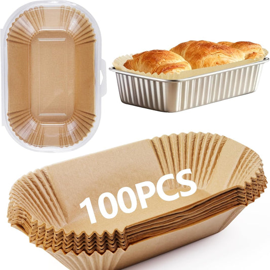 Skiennix Loaf Pan Liners - 9x5 Inch Disposable Parchment Paper | 100 Non-Stick Baking Sheets