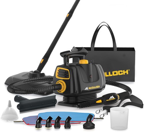 McCulloch MC1270 Portable Power Steam Cleaner - 30-Minute Runtime & 16 Accessories for Home, Tile, Grout, Carpet, & Car Detailing