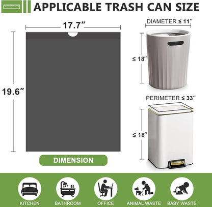 Skiennix 4 Gallon Small Trash Bags - Tear-Free Drawstring Liners for Bathroom & Home | 132 Count, Black