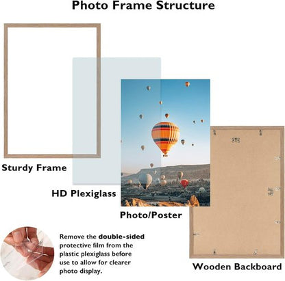 JCJMY 15x22 Picture Frame - Rustic Brown Wall Hanging for Horizontal & Vertical Photos | Gallery Display