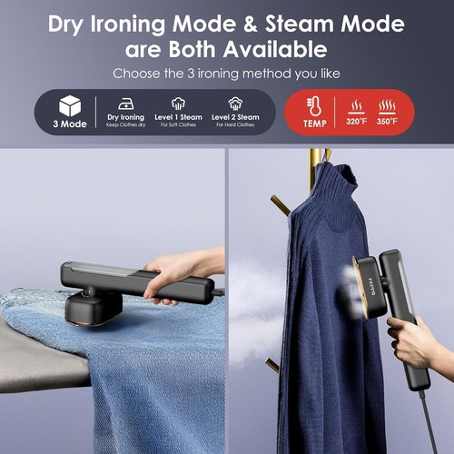 FEPPO Travel Steamer - 2 in 1 Portable Clothes Iron | Fast Heating, 1100W Power, Dual Voltage