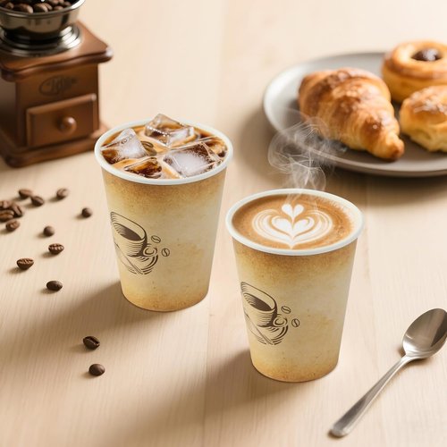 Clawsoff 300 Pack 12oz Disposable Paper Coffee Cups - Retro Design, Leak-Proof for Hot or Cold Beverages