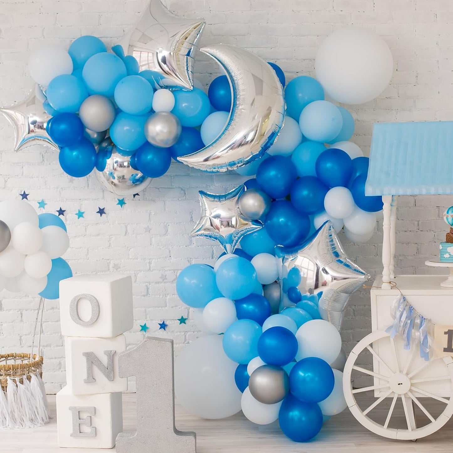 RUBFAC Light Blue Balloons - 129-Piece Set in Various Sizes for Graduation & Baby Shower Decor