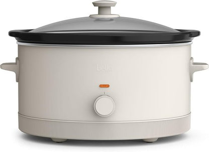 Bella 6.0 Qt Manual Slow Cooker - Ceramic Nonstick, 3 Temperature Settings, Dishwasher Safe, Oatmilk