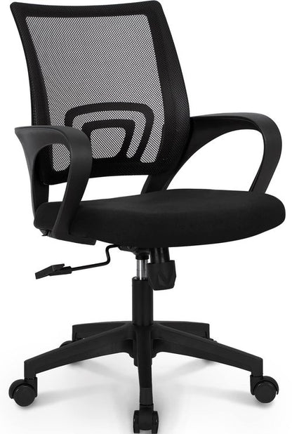 NEO CHAIR Office Desk Computer Chair Ergonomic Mesh Gaming Cushion Seat with Comfy Lumbar Mid Back Support Adjustable Height Swivel Rolling Wheels for Home Task (Black)